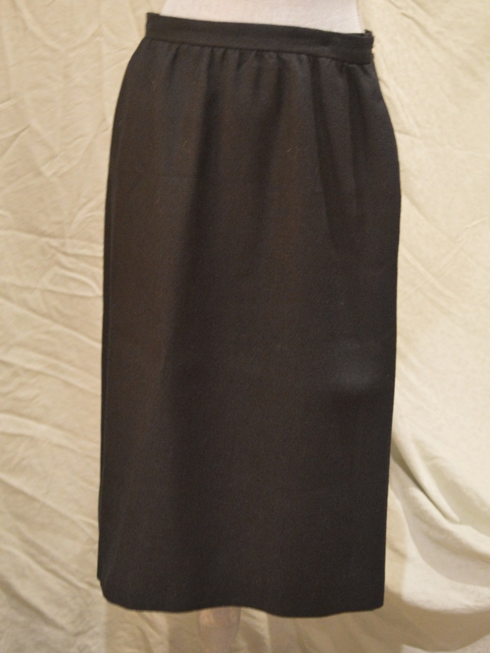Vintage Gentry Black Midi Skirt Wrap Front Career Office Minimalist